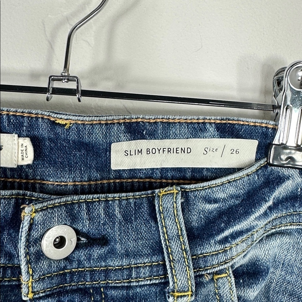 Anthropologie Pilcro & The Letterpress Patchwork Slim Boyfriend Blue Jeans 26 - Picture 6 of 14